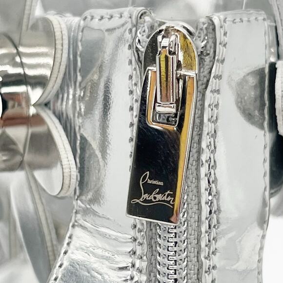 Christian Louboutin Daisy Spike Metallic Silver Ankle Cuff Sandals EU 37.5 - Picture 12 of 15